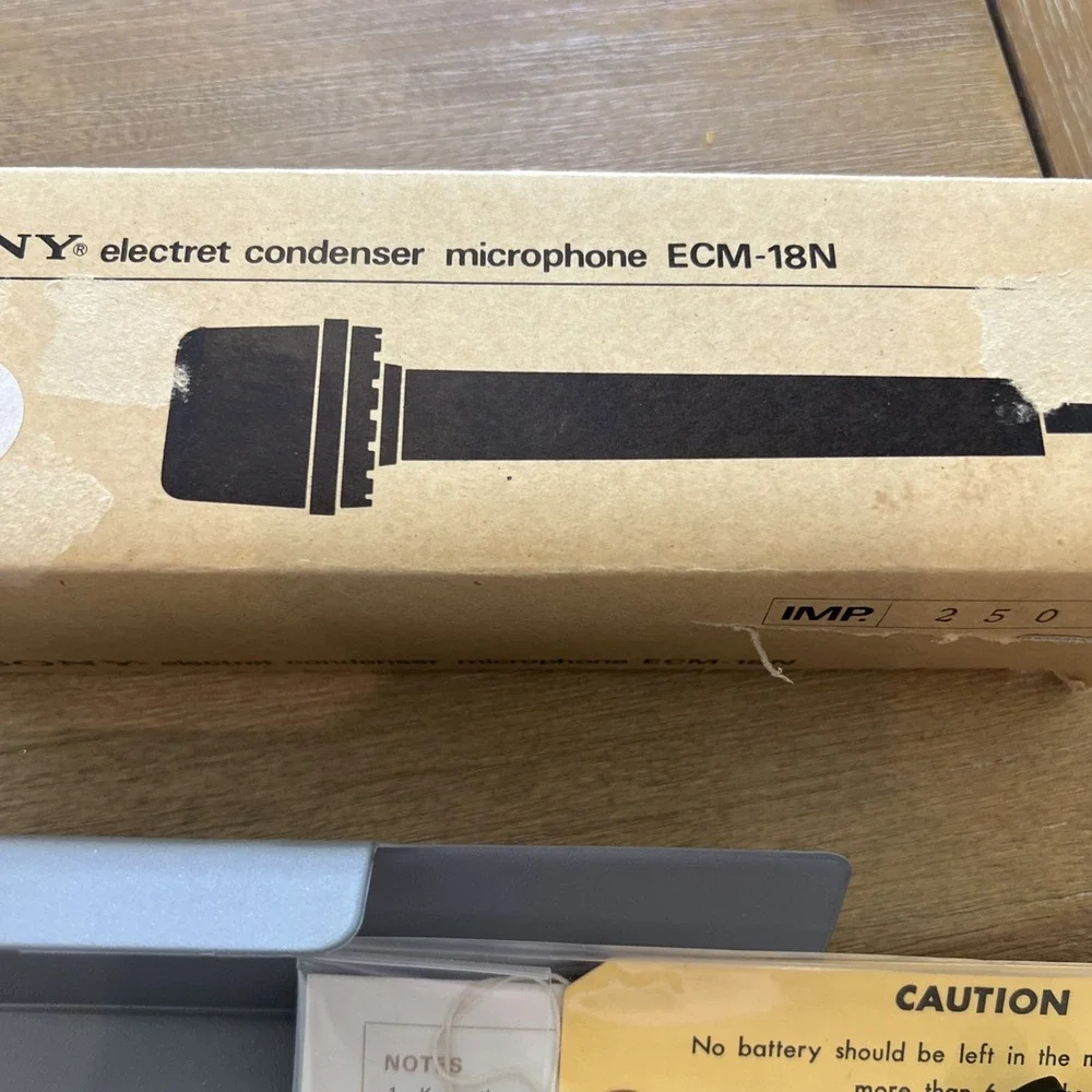 SONY electret condenser microphone ECM-18N Unused Vintage W/case From Japan
